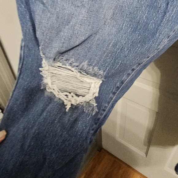 Torrid Premium The Mom Jeans Blue Denim Distressed High Rise - Picture 5 of 9